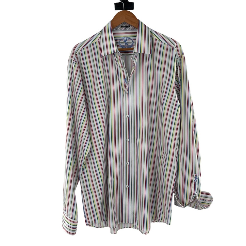 Bugatchi Classic Fit 100% Cotton Striped Long Sleeve Button Down NO SIZE TAG XL